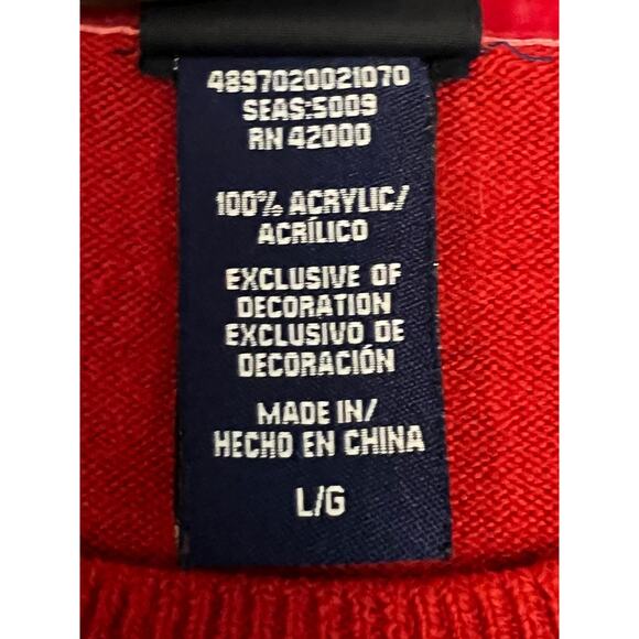 Basic Editions Sweater Size L Red Pull Over Round Neck Long Sleeve Casual - Picture 5 of 6
